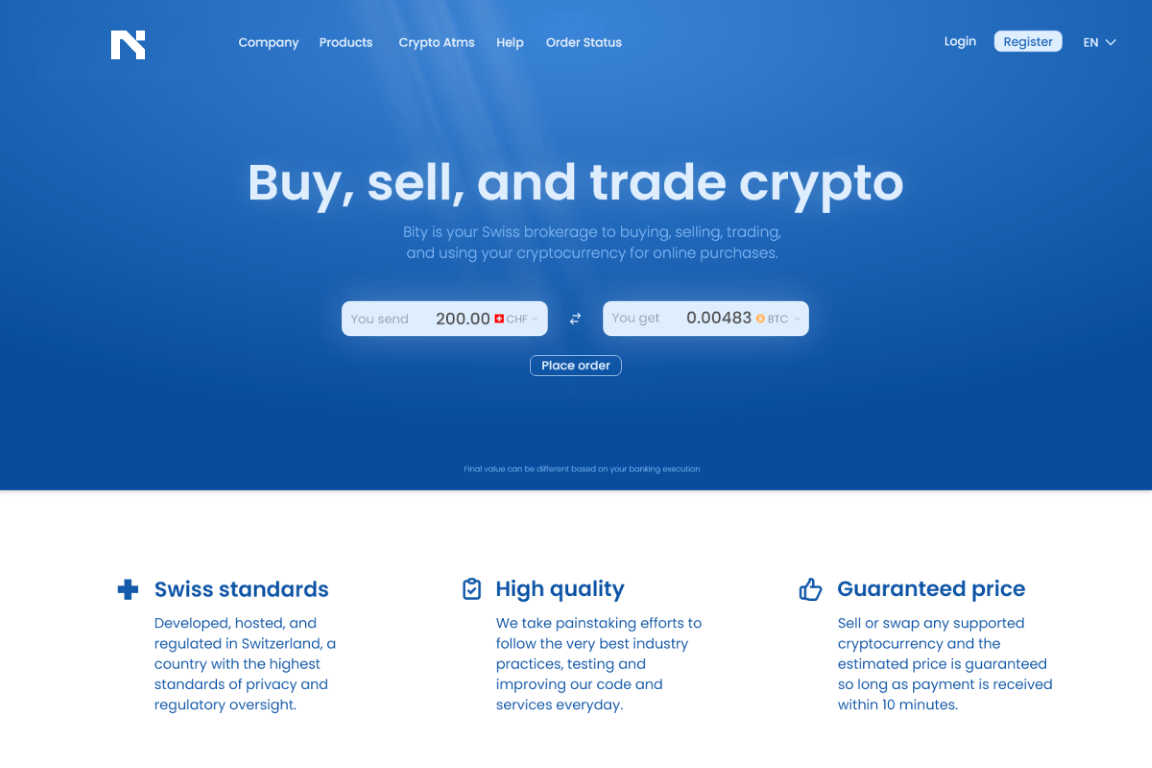Concept design for a crypto exchange